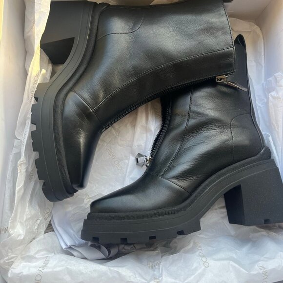 JIMMY CHOO WOMEN'S EUGENIE 80 BLOCK HEEL BOOTIES - Picture 6 of 7